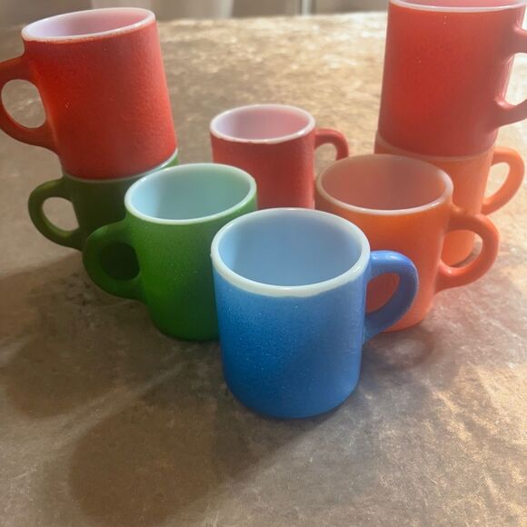 VTG Hazel Atlas "Orange Peel" milk glass coffee mugs - Picture 3 of 5